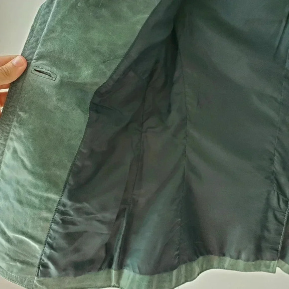 Part two 70's vibe green olive suede leather jacket - Picture 14 of 15